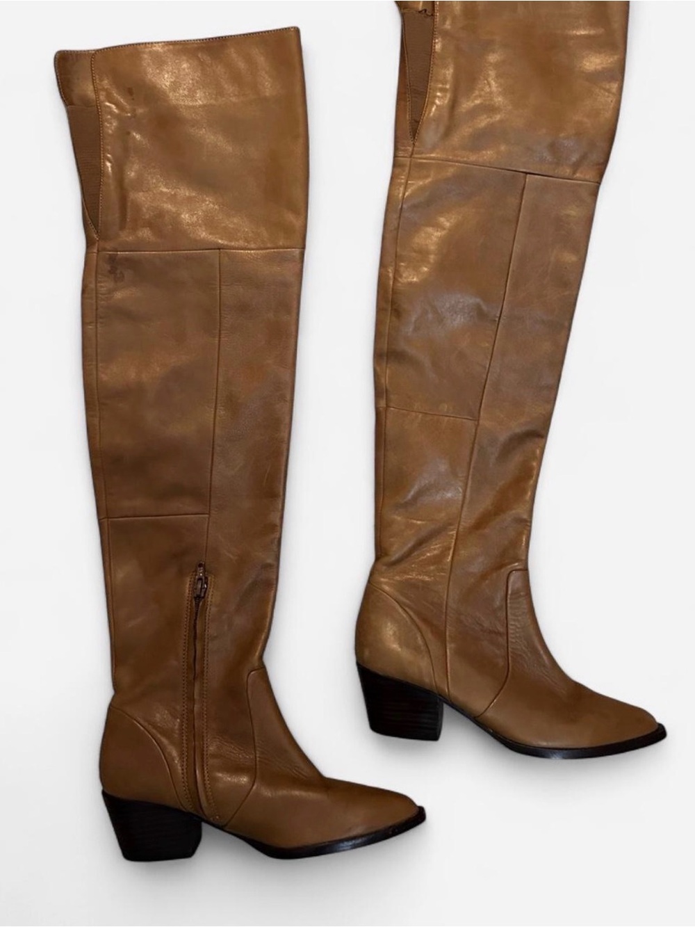 Aldo Tan Over-the-Knee Leather Boots Indie Sleaze Western Coastal Cowgirl Fall